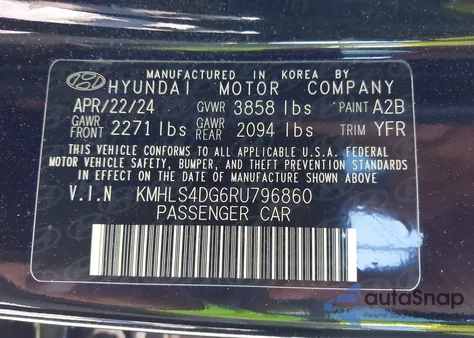 2024 Hyundai Elantra Sel from USA, damaged, VIN KMHLS4DG6RU796860